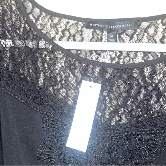 White House Black Market 💮 new! Lace yoke flare top medium nwt - Picture 5 of 5